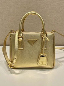 Prada original saffiano calfskin galleria mini bag 1BA906 gold