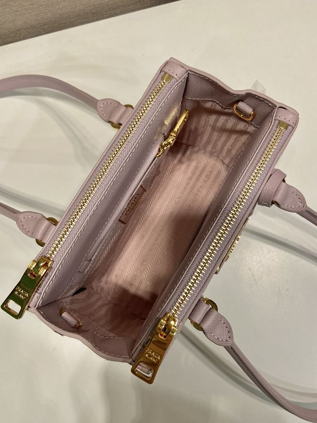 Prada original saffiano calfskin galleria mini bag 1BA906A light pink