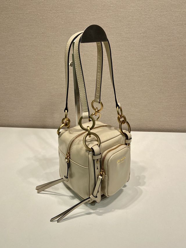 Prada original calfskin mini shoulder bag 1BB137 beige