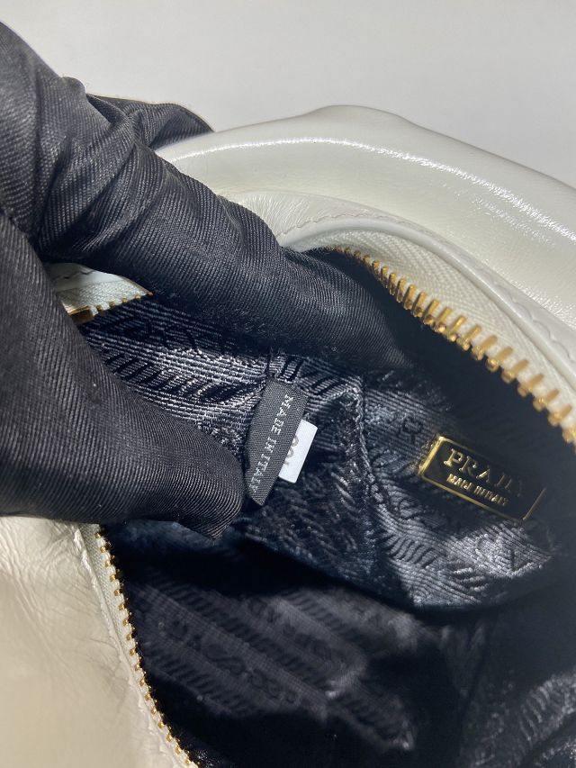 Prada original calfskin mini shoulder bag 1BB137 white