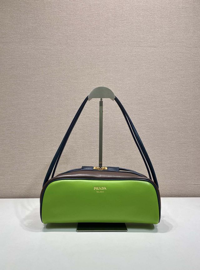 Prada original calfskin shoulder bag 1BC249 green