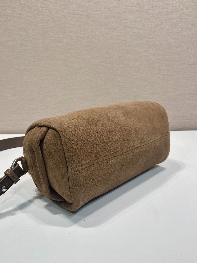 Prada original suede shoulder bag 2VH188 brown