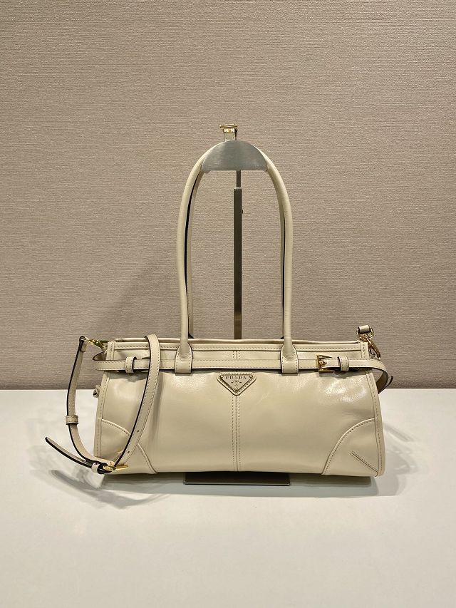 Prada original calfskin bonnie medium tote bag 1BA426 beige