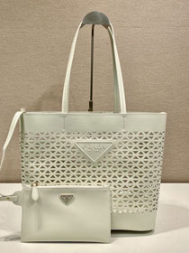 Prada original calfskin medium tote bag 1BG503 white