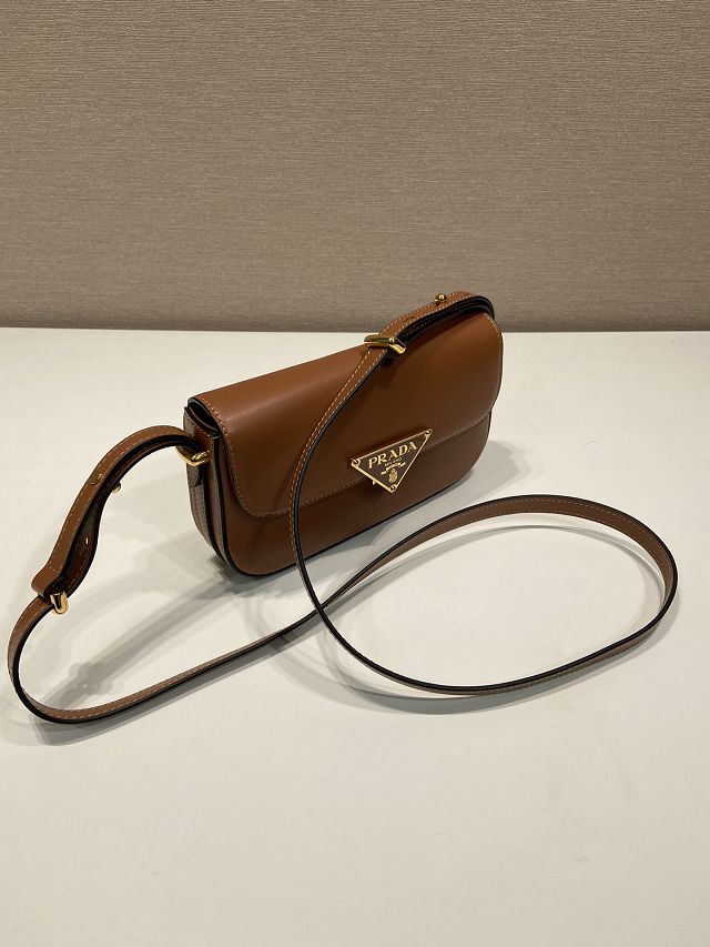 Prada original calfskin mini shoulder bag 1BD339 brown