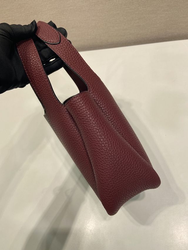 Prada original calfskin mini tote bag 1BA349 bordeaux