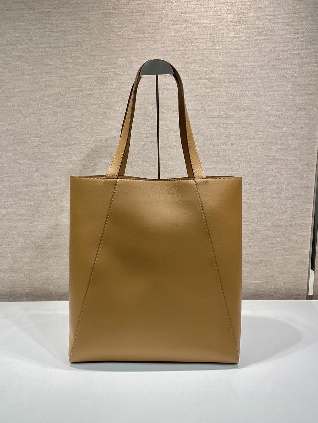Prada original calfskin tote bag 2VG122 caramel