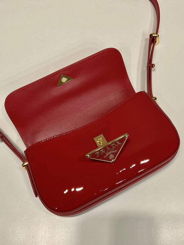 Prada original patent calfskin mini shoulder bag 1BD339 red