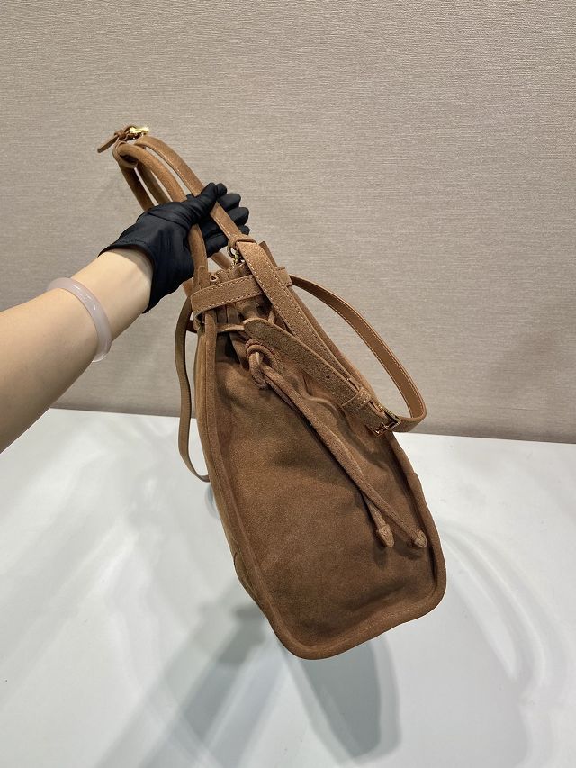Prada original suede bonnie maxi tote bag 1BA439 brown