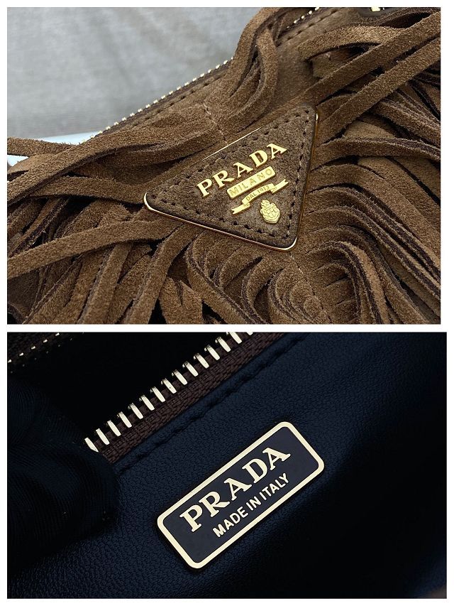 Prada original suede calfskin galleria medium bag 1BA457 brown