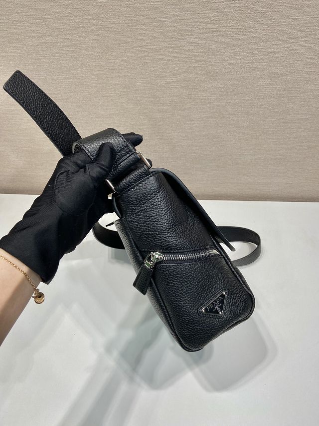 Prada original calfskin small shoulder bag 2VD056 black