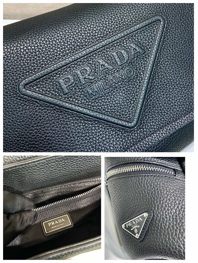 Prada original calfskin small shoulder bag 2VD056 black
