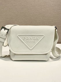 Prada original calfskin small shoulder bag 2VD056 white