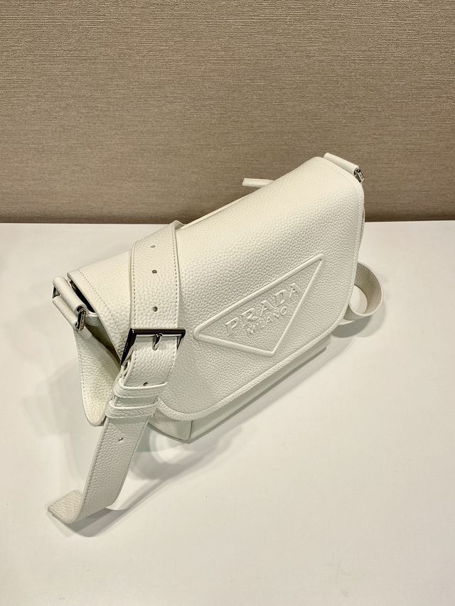 Prada original calfskin small shoulder bag 2VD056 white