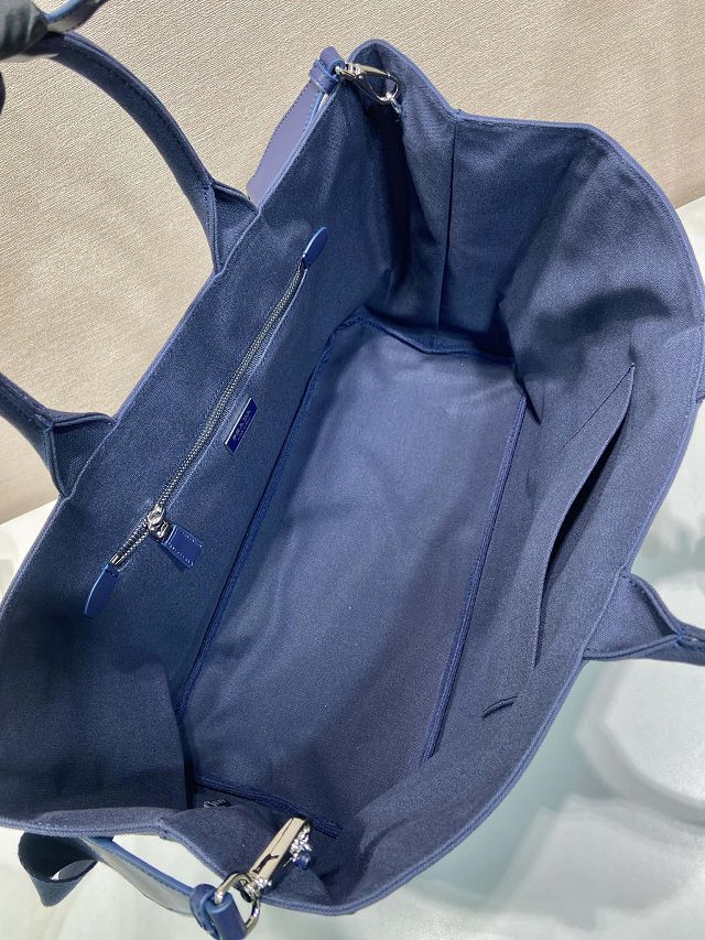 Prada original canvas jardiniere large handbag 2VG131 blue