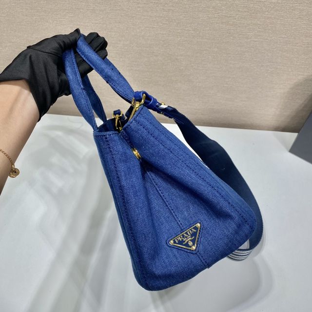 Prada original canvas jardiniere medium handbag 1BG439 blue