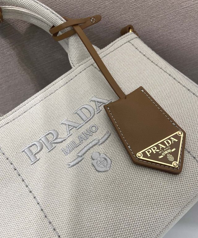 Prada original canvas jardiniere mini handbag 1BA038 white