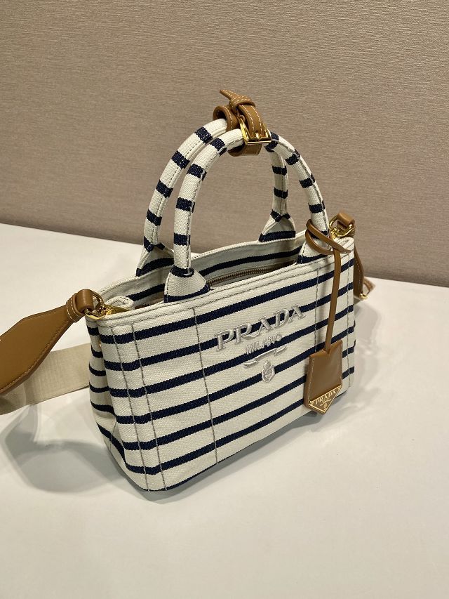 Prada original canvas jardiniere mini handbag 1BA038 white&blue