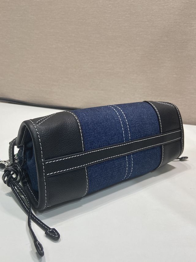 Prada original denim bonnie mini tote bag 1BA486 blue&black