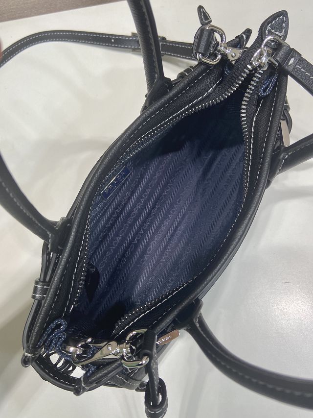 Prada original denim bonnie mini tote bag 1BA486 blue&black