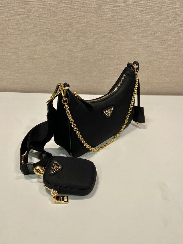 Prada original nylon re-edition 2005 hobo bag 1BH204 black
