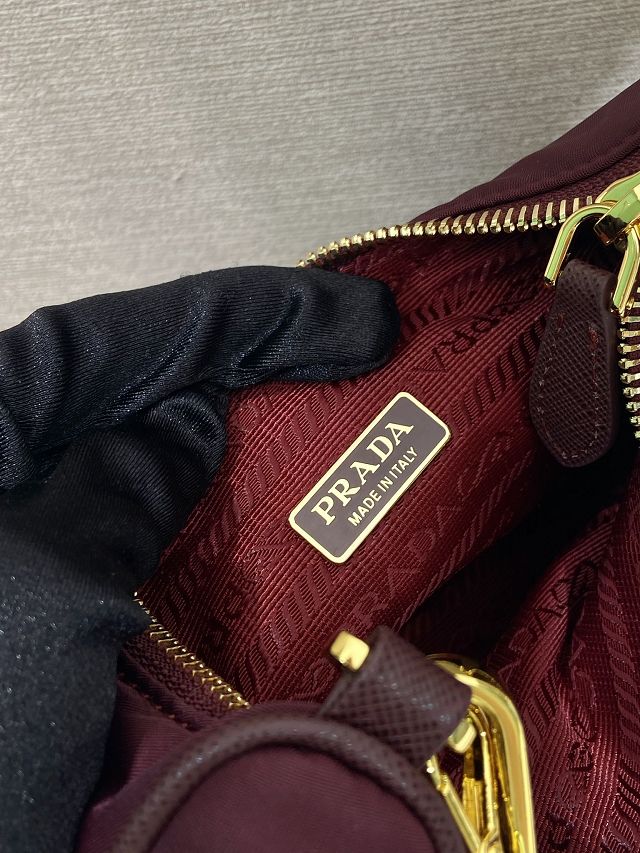 Prada original nylon re-edition 2005 hobo bag 1BH204 burgundy
