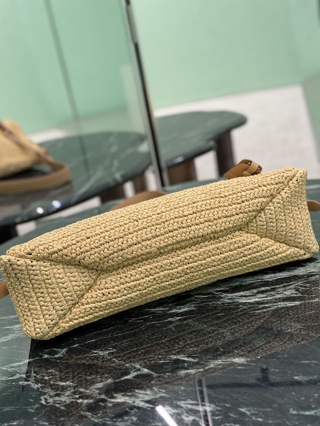 Prada original raffia aimee large shoulder bag 1BC228 beige