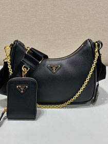 Prada original saffiano calfskin re-edition 2005 hobo bag 1BH204 black