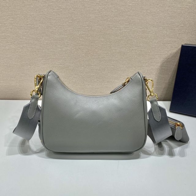 Prada original saffiano calfskin re-edition 2005 hobo bag 1BH204 grey