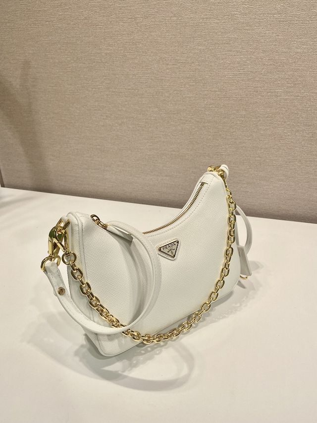 Prada original saffiano calfskin re-edition mini bag 1BC204 white