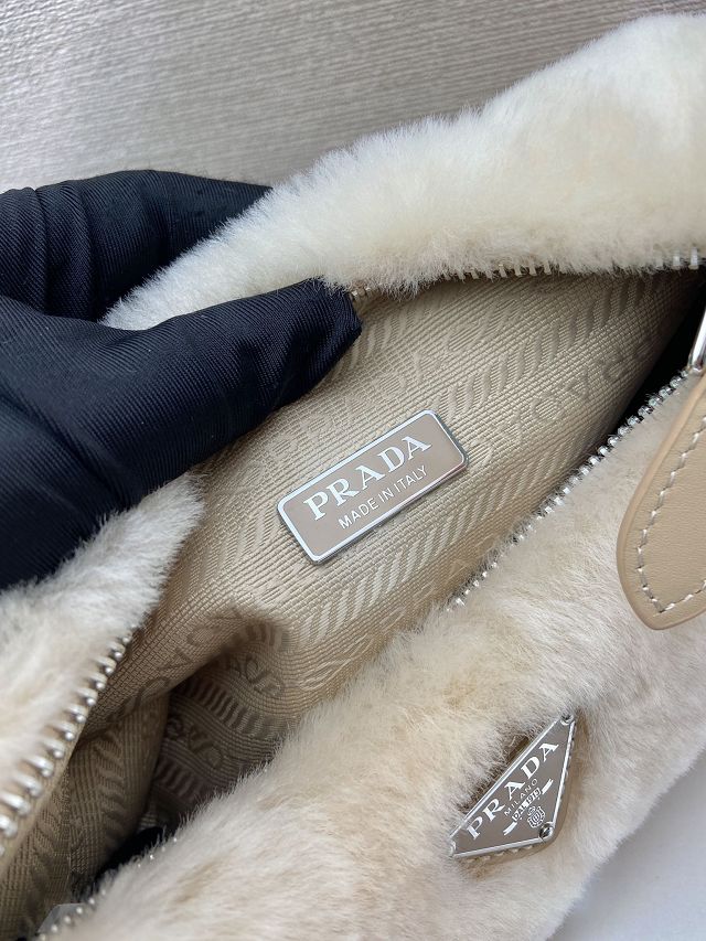 Prada original shearling re-edition 2000 mini bag 1NE515 beige
