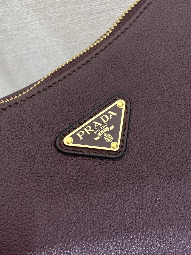 Prada original soft calfskin aimee large shoulder bag 1BC228 burgundy