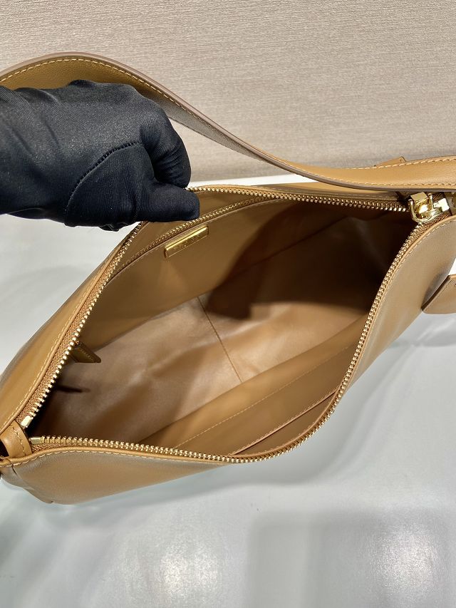 Prada original soft calfskin aimee large shoulder bag 1BC228 caramel