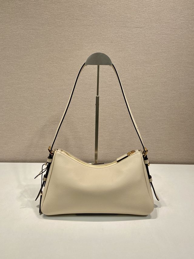 Prada original soft calfskin aimee medium shoulder bag 1BC229 beige