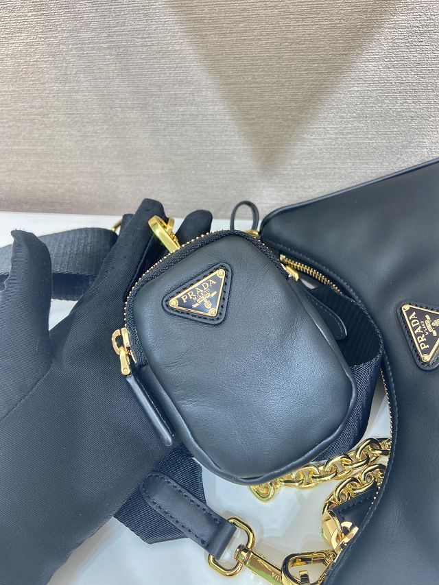 Prada original soft calfskin re-edition 2005 hobo bag 1BH204 black