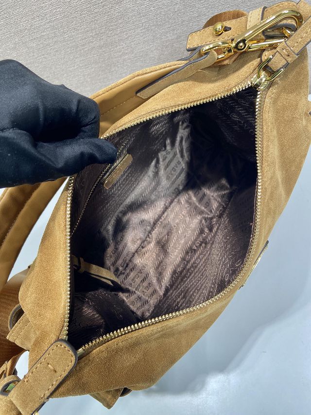 Prada original suede explore shoulder bag 1BC264 brown