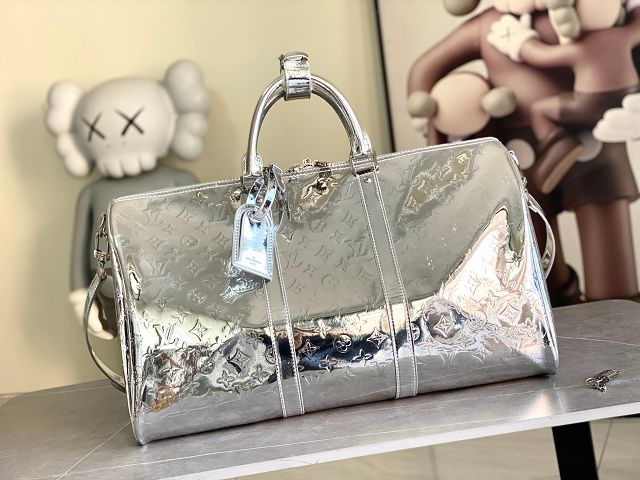 Louis vuitton original miroir canvas keepall 45 M26463 silver