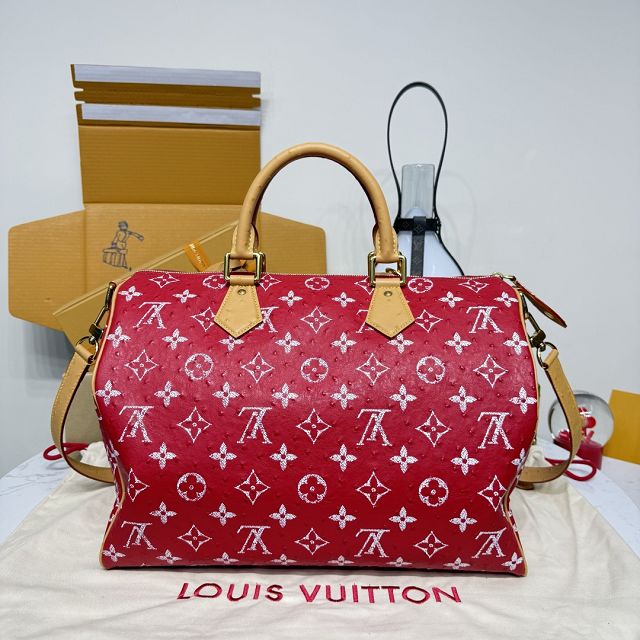 Louis vuitton original ostrich calfskin speedy P9 40 N87523 red
