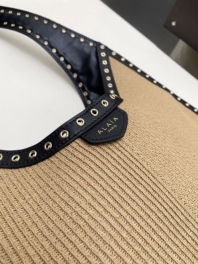 Alaia original raffia shoulder bag AL0009 beige