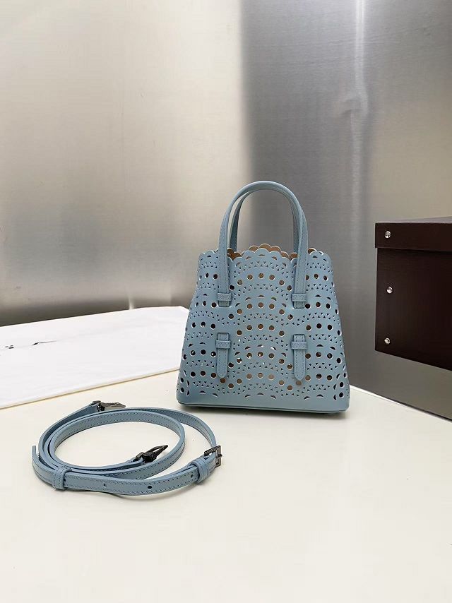 Alaia original vienne wave calfskin mina 16 bag AL0005 light blue