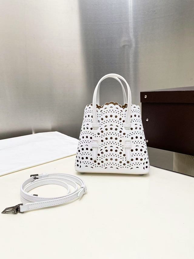 Alaia original vienne wave calfskin mina 16 bag AL0005 white