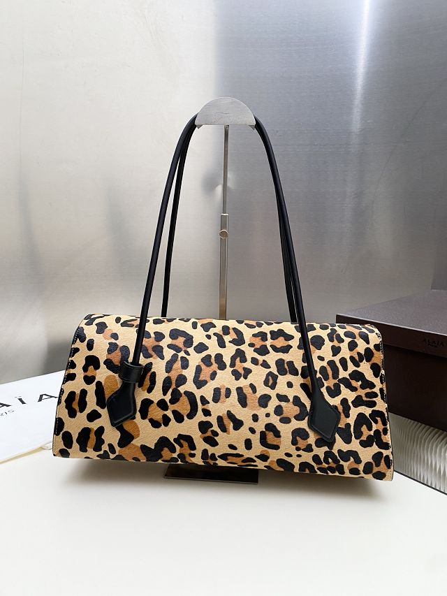 Alaia original leopard haircalf teckel flap bag AL0014 brown