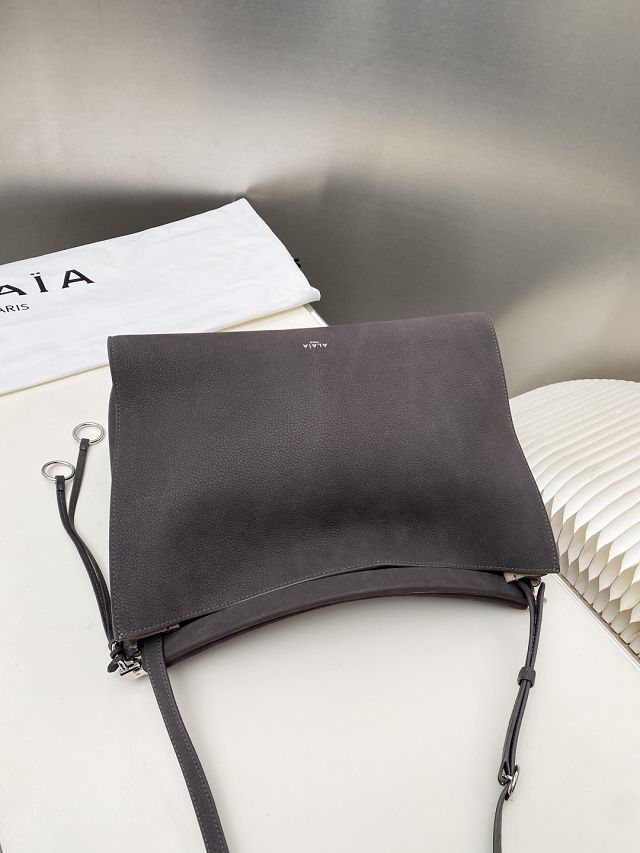 Alaia original nubuck calfskin le click medium square bag AL0018 grey