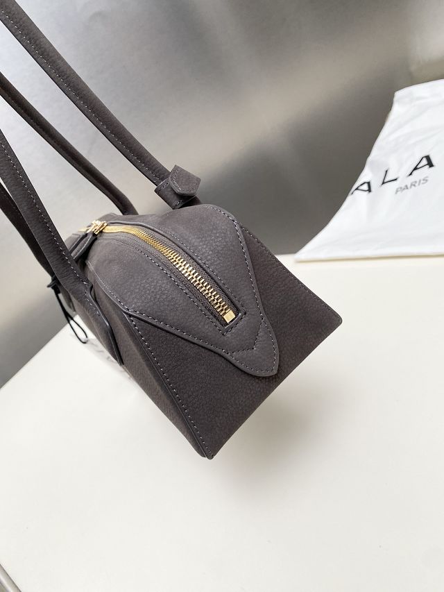 Alaia original nubuck calfskin le teckel medium bag AL0024 grey