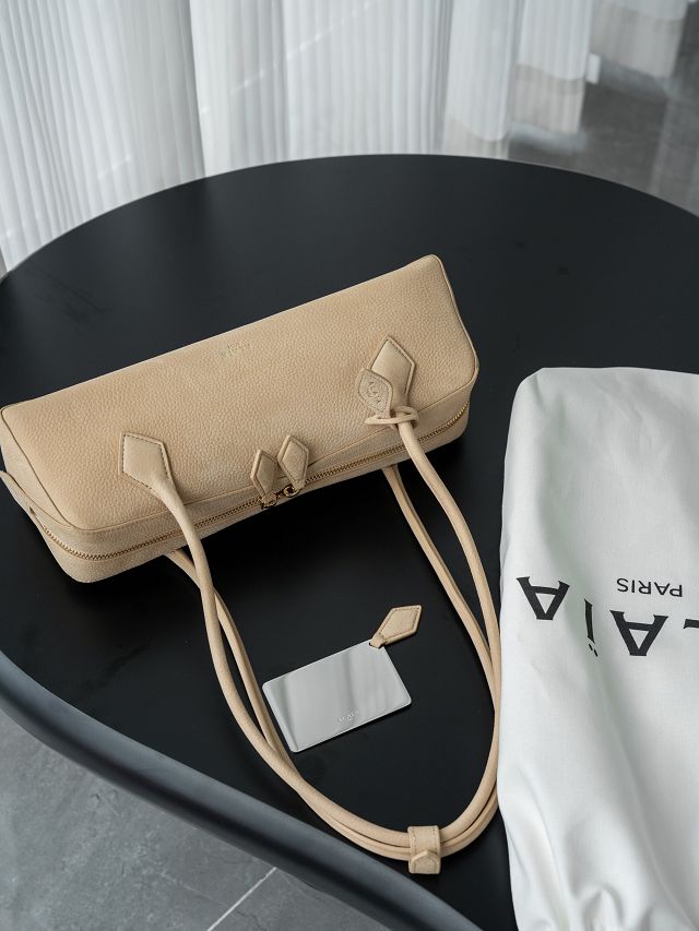 Alaia original nubuck calfskin le teckel medium bag AL0024 light apricot