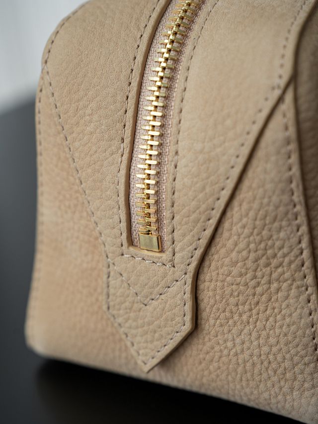 Alaia original nubuck calfskin le teckel medium bag AL0024 light apricot