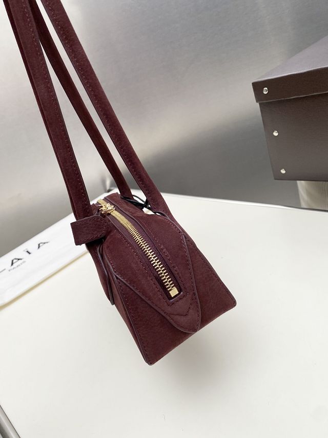 Alaia original nubuck calfskin le teckel small bag AL0023 bordeaux