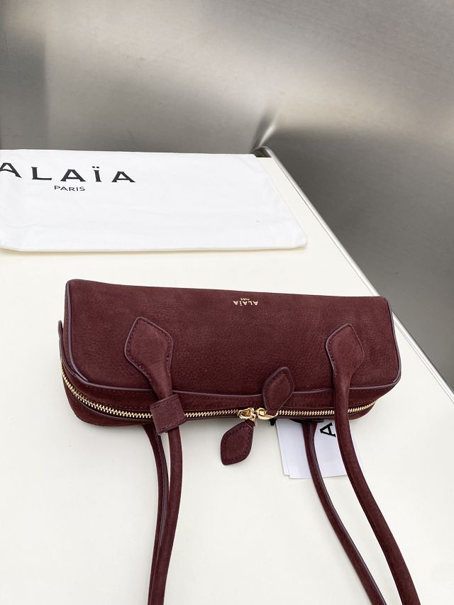 Alaia original nubuck calfskin le teckel small bag AL0023 bordeaux