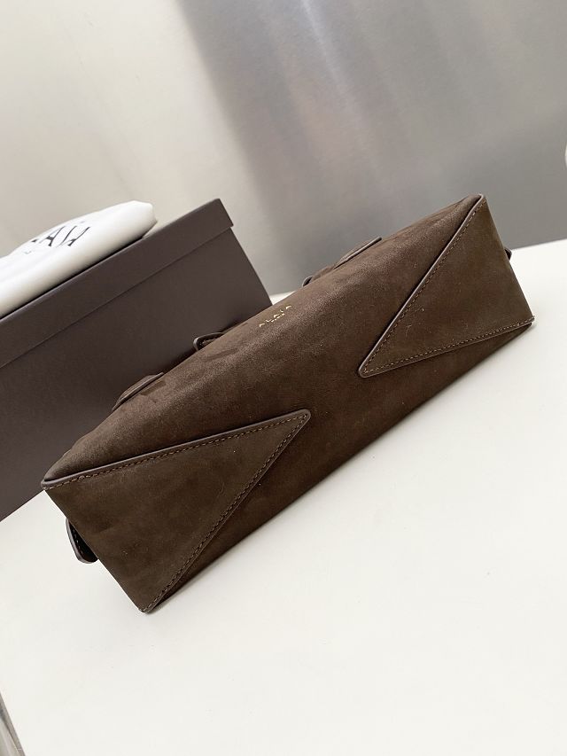 Alaia original nubuck calfskin le teckel small bag AL0023 dark brown