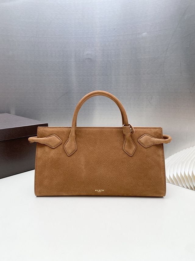Alaia original nubuck calfskin medium le teckel tote bag AL0016 brown